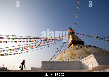 Le Népal. Boudinath Katmandou Stupa, l'un des sites bouddhistes les plus sacrés à Katmandou et un plus grand stupa's dans le monde Banque D'Images