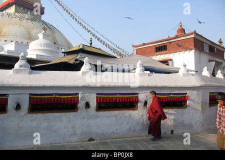 Le Népal. Boudinath Katmandou Stupa, l'un des sites bouddhistes les plus sacrés à Katmandou et un plus grand stupa's dans le monde Banque D'Images