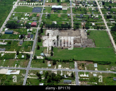 Au-dessus de l'antenne détruit les maisons des tampons stériles New Orleans 9 Ninth Ward inférieur Banque D'Images