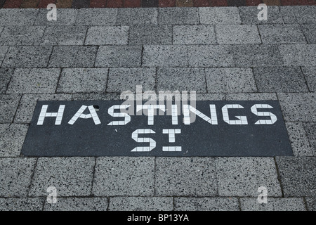 Les noms de rue dans la chaussée à Napier Banque D'Images