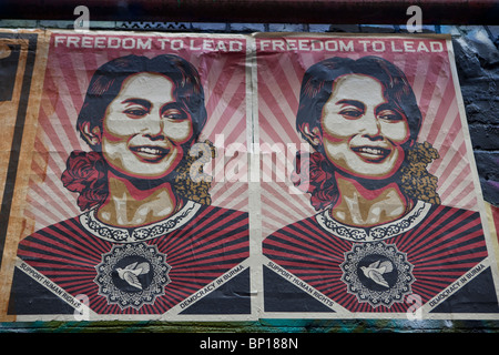 Shepard Fairey poster de Birmans, Aung San Suu Kyi Banque D'Images