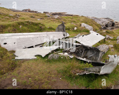 La DEUXIÈME GUERRE MONDIALE sur l'île de Vatersay épave Catalina, Ecosse Banque D'Images