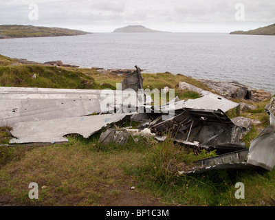 La DEUXIÈME GUERRE MONDIALE sur l'île de Vatersay épave Catalina, Ecosse Banque D'Images