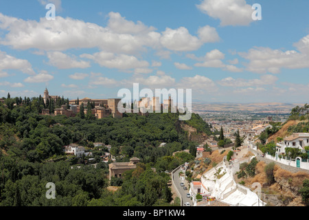 Vue de l'Alhambra à partir de l'hôtel Sacromonte hills à Grenade andalousie espagne Europe Banque D'Images