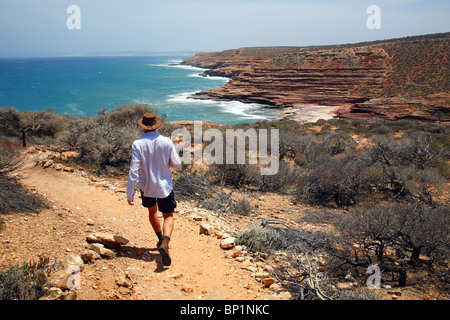 Dans la gorge de l'aigle le Parc National de Kalbarri, Kalbarri, Australie Banque D'Images