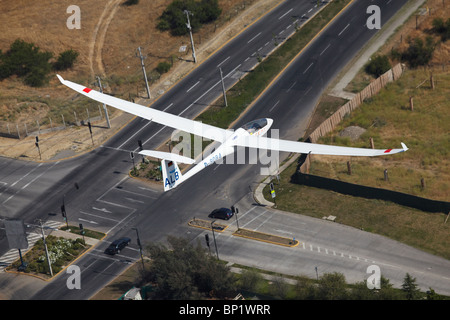 Puskeiler Patrick pilote de planeur (Allemagne), Course en planeur FAI World Grand Prix, plus de Santiago, Chili, Amérique du Sud - vue aérienne Banque D'Images