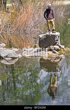 Mirror Lake reflections, Yosemite National Park, Californie Banque D'Images