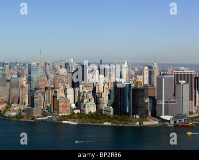 Vue aérienne au-dessus de Manhattan New York City Banque D'Images