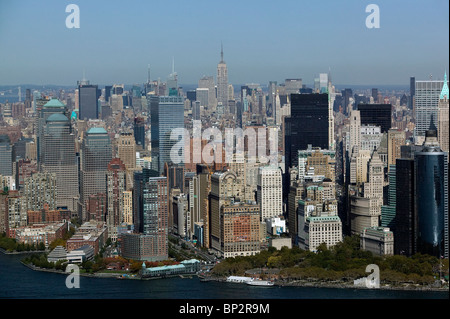 Vue aérienne au-dessus de Manhattan New York City Banque D'Images