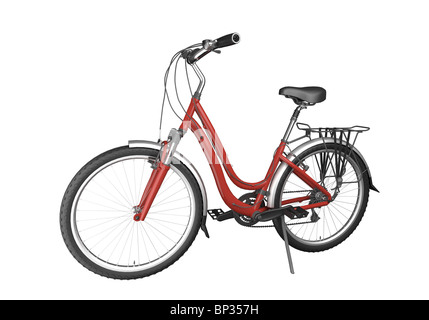 Vélo rouge isolé sur fond blanc. Cette image contient un chemin de détourage Banque D'Images