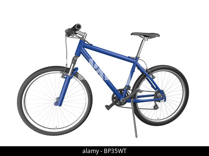 Blue mountain bike isolé sur fond blanc. Cette image contient un chemin de détourage Banque D'Images
