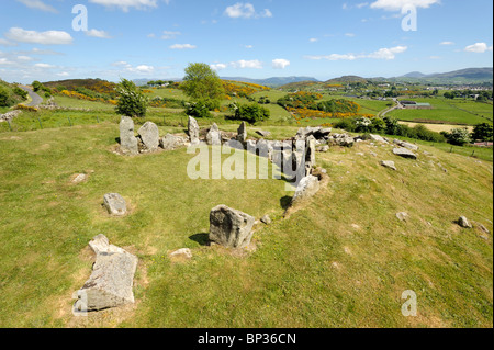 Ballymacdermot chambré néolithique préhistorique sépulture cairn cour près de Newry, County Armagh, en Irlande du Nord, Royaume-Uni Banque D'Images