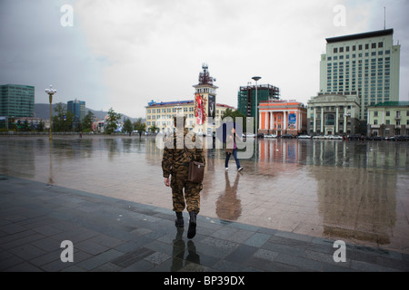 Un jour de pluie à Oulan Bator, Mongolie Banque D'Images