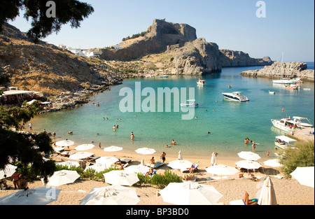 St Paul's Bay, Agios Pavlos, Lindos, Rhodes, Grèce Banque D'Images