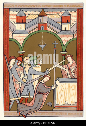 Télécopieur illustration couleur ; le meurtre de saint Thomas Becket dans la Cathédrale de Canterbury, le 29 décembre 1170 Banque D'Images