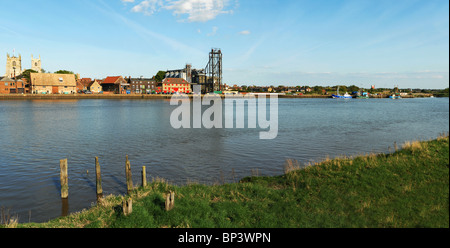 Une vue panoramique à l'Est de l'autre côté de la rivière Great Ouse à King's Lynn Banque D'Images