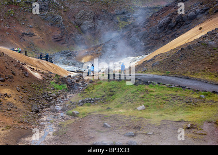 La zone géothermique Krysuvík la péninsule de Reykjanes en Islande Banque D'Images