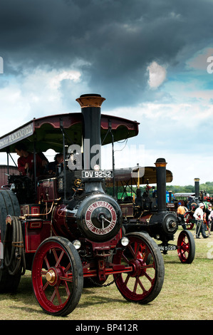 Vintage Burrell traction à vapeur à un bain à vapeur juste en Angleterre Banque D'Images