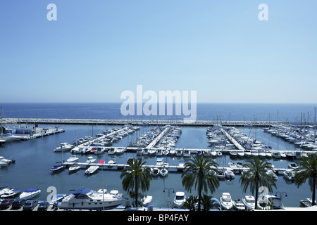 Moraira marina seascape à Alicante Espagne Mer Méditerranée Banque D'Images