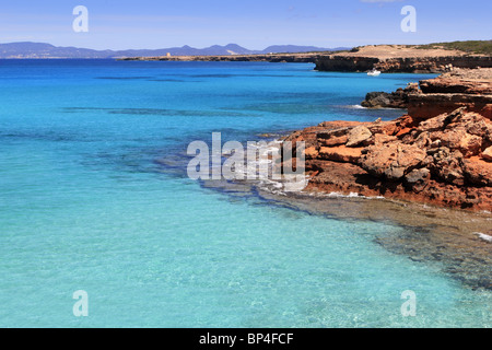 Formentera Cala Saona meilleures plages méditerranée Îles Baléares Banque D'Images