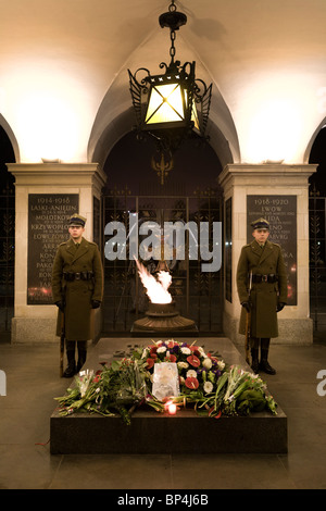 Varsovie Pologne:Garde d'honneur dans la Tombe du Soldat inconnu à la mémoire du président Lech Kaczynski et 95 autres... Banque D'Images