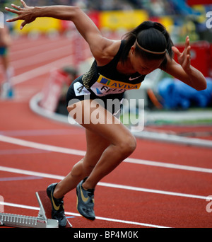 Allyson Felix vainqueur du 400m femmes chez Aviva London Grand Prix, Crystal Palace, Londres. Banque D'Images