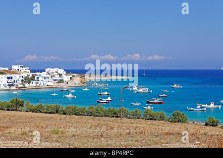 Port de la ville principale, l'île de Koufonisi, Cyclades, Mer Égée, Grèce Banque D'Images