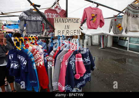 Fjord Bergen Harbour Market place en Norvège Banque D'Images