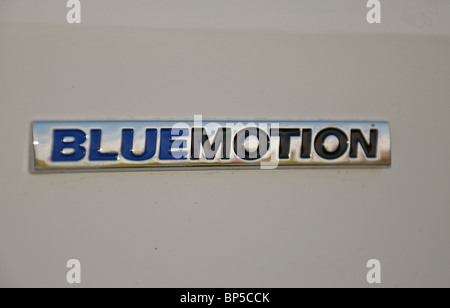 La technologie BlueMotion, insigne, emblème logo - Faible consommation de carburant, faibles émissions de CO2, eco voitures, voiture verte, nature friendly vehicle Banque D'Images