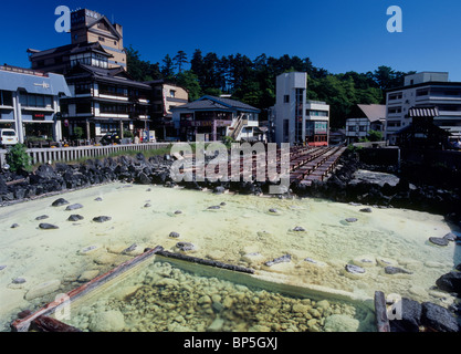 Yubatake de Kusatsu Onsen, Kusatsu, Agatsuma, Gunma, Japon Banque D'Images