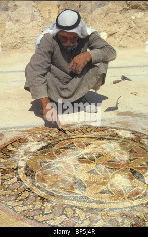 3567. Le travail de terrain archéologique : découvrir un sol de mosaïque EN HERODIUM Banque D'Images