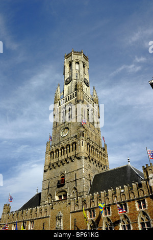 Belfort Tower, Place du marché, Bruges, Belgique Banque D'Images