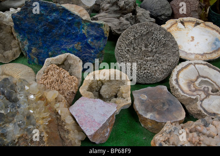 Les spécimens de géologie sur l'affichage à Chapman's Gem & Mineral Shop & Museum Banque D'Images