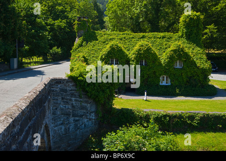 Rivière Conwy Llanrwst, pont, salon de thé, Snowdonia, le nord du Pays de Galles, Royaume-Uni Banque D'Images