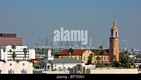 Le centre-ville de Los Angeles comme vu de Hollywood Boulevard, USA Banque D'Images