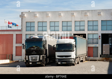 Chargement des camions à l'Adega Cooperativa de Borba winery cargo docks, Alentejo, Portugal Banque D'Images