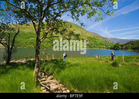 Llyn Gwynant lake, Merionethshire, Snowdonia, le nord du Pays de Galles, Royaume-Uni Banque D'Images