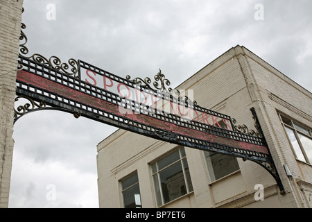 Inscrivez-vous à l'usine de poterie Spode maintenant fermée à Stoke-on-Trent, Staffordshire, Angleterre, RU Banque D'Images