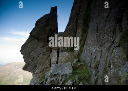 Le Sphinx Rock sur les grands parois abdominales de Grand Gable, Lake District, Cumbria, Royaume-Uni Banque D'Images