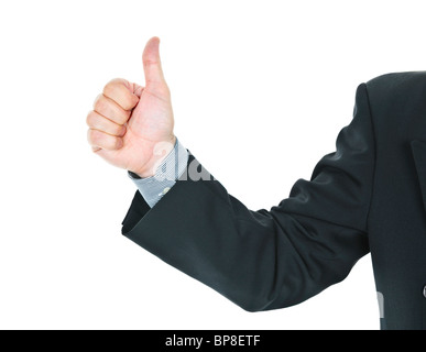 Business man giving Thumbs up hand gesture Banque D'Images