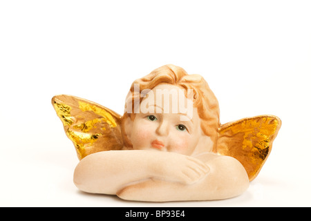 Un ange de Noël du prince avec bras croisés sur fond blanc Banque D'Images