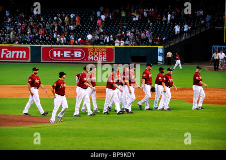 Les joueurs des Astros célèbrent leur victoire. Houston, Texas, USA. Banque D'Images