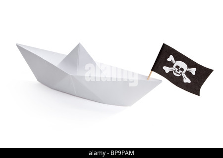 Bateau de pirate avec fond blanc Banque D'Images