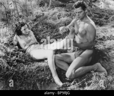 JOHNNY WEISSMULLER, Maureen O'SULLIVAN, Tarzan et sa compagne, 1934 Banque D'Images