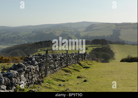 En pierres sèches le long de la partie supérieure de l'hésitation sur les collines de Mendip, North Somerset. Banque D'Images