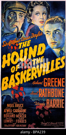 BASIL RATHBONE, WENDY BARRIE, RICHARD GREENE, THE HOUND OF THE BASKERVILLES, 1939 Banque D'Images