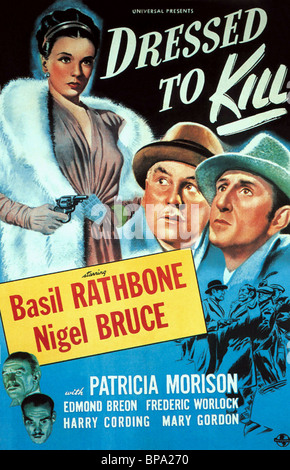 PATRICIA MORISON, Nigel Bruce, Basil Rathbone, DRESSED TO KILL, 1946 Banque D'Images