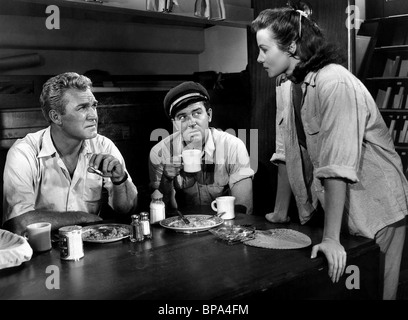 FORREST TUCKER, JOHN PAYNE, RHONDA FLEMING, déchaînée, 1951 Banque D'Images