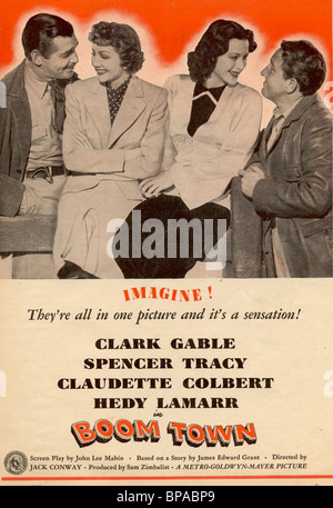 CLARK GABLE, Claudette Colbert, Hedy Lamarr, Spencer Tracy, l'AFFICHE DE LA VILLE DE LA FLÈCHE, 1940 Banque D'Images