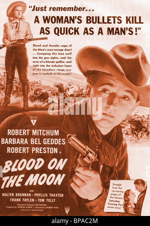 ROBERT MITCHUM AFFICHE DE FILM BLOOD ON THE MOON (1948) Banque D'Images